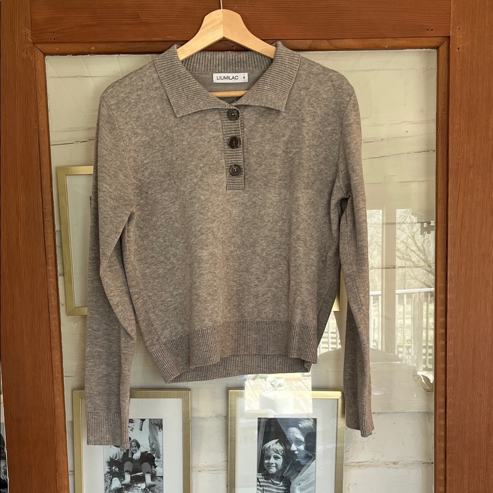 Gray Button-Up Sweater